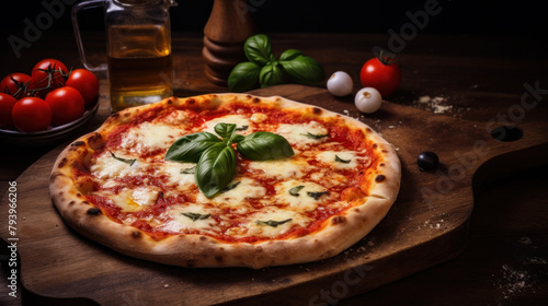 Fresh Homemade Italian Pizza Margherita with buffalo mozzarella and basil