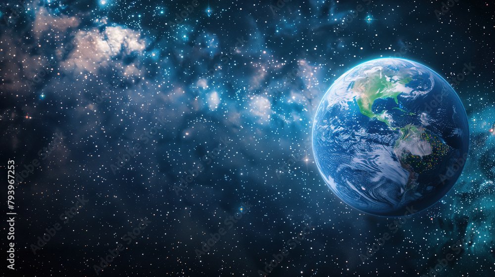 Fototapeta premium The Earth in Space,created with Generative AI tecnology.