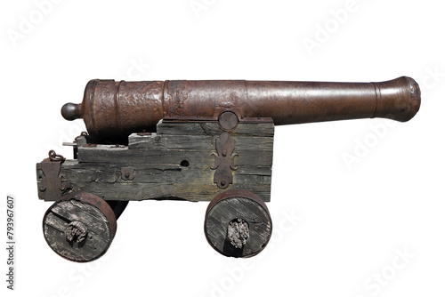 An old French cannon isolated on the transparent background