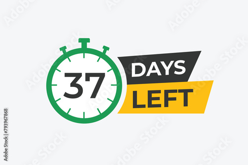 37 days to go countdown template. 37 day Countdown left days banner design. 37 Days left countdown timer 