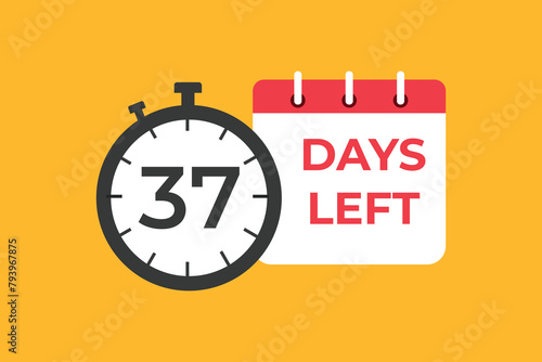 37 days to go countdown template. 37 day Countdown left days banner design. 37 Days left countdown timer
