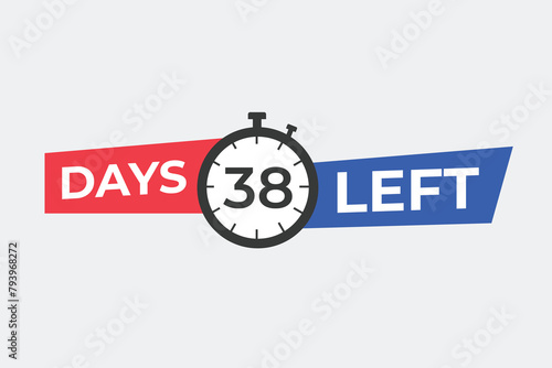 38 days to go countdown template. 38 day Countdown left days banner design. 38 Days left countdown timer 