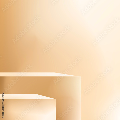 Podium background used for display your product. Cream gradient studio background for decoration
