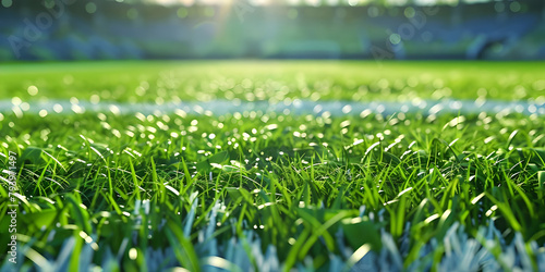 Football Sport Field Background with Lush Green Grass, Green Grass Background for Football Field Landscape - Ai Generated