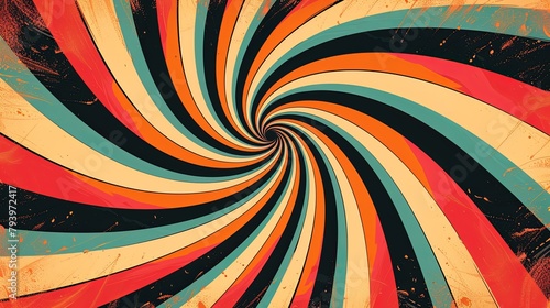 Abstract digital art of a spiraling tunnel