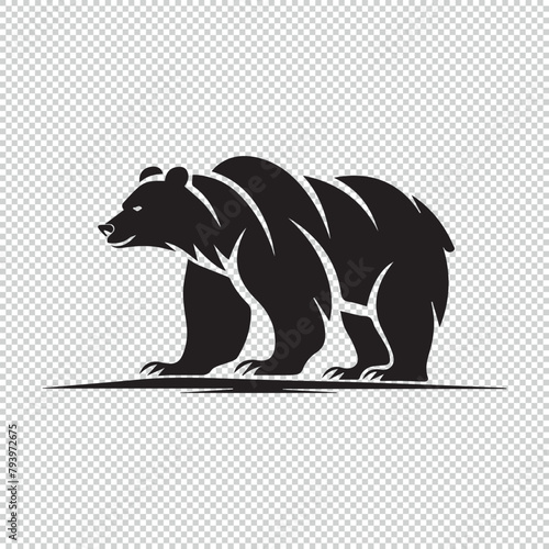 Simple grizzly bear icon logo, vector illustration on transparent background