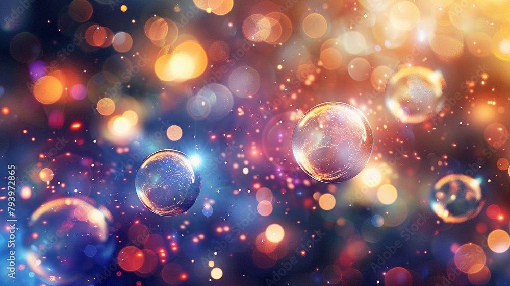 Glowing energy orbs in fusion, vibrant clash, starry backdrop, macro lens effect Glowing energy orbs in fusion, vibrant clash, starry backdrop, macro lens effect