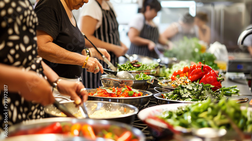 Educational cooking class focusing on the use of chillies in ethnic cuisine  with participants learning to balance heat and flavor in their dishes.