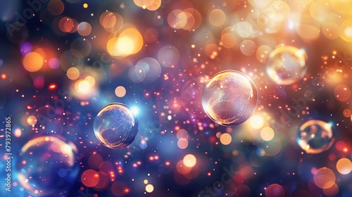 Glowing energy orbs in fusion, vibrant clash, starry backdrop, macro lens effect