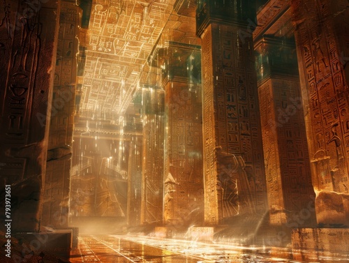 Ancient TempleIntricately Carved Walls and Mysterious Atmosphere.