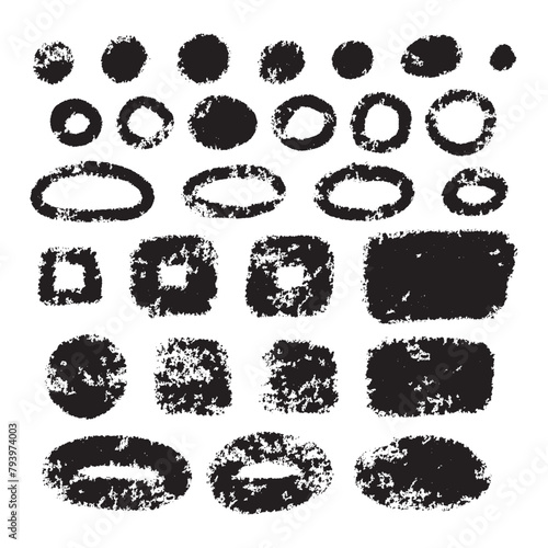 Grunge artistic brush strokes set. Vector paintbrush set. Dirty texture boxes, frames and stickers