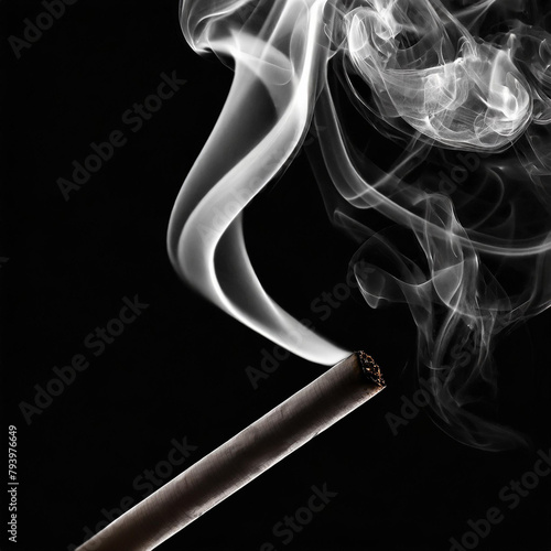 Fumée de cigarette sur un fond noir photo