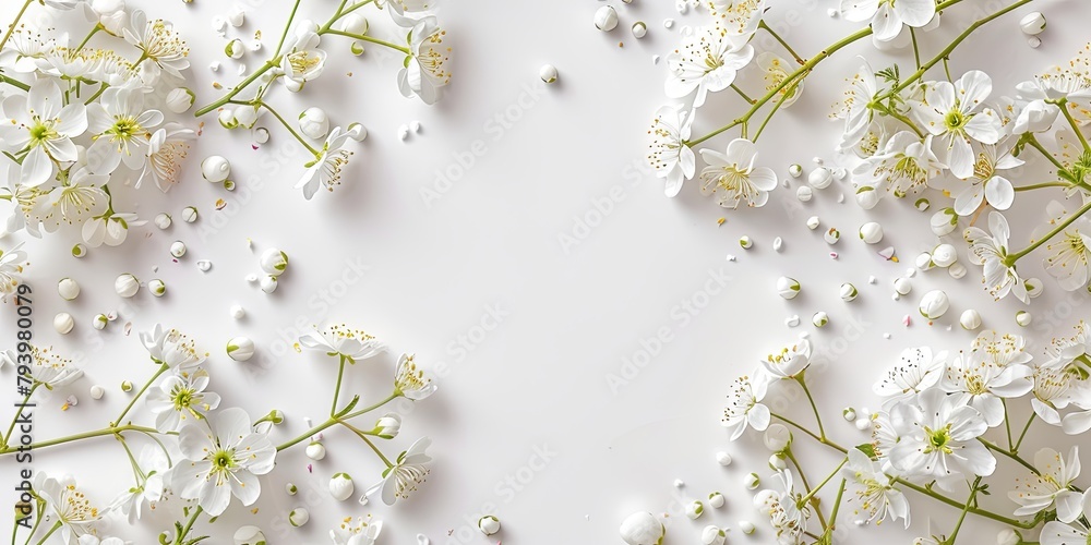 A serene floral arrangement with white blossoms and green leaves