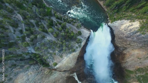 Breathtaking Aerial View of Yellowstone National Park Lower Falls photo