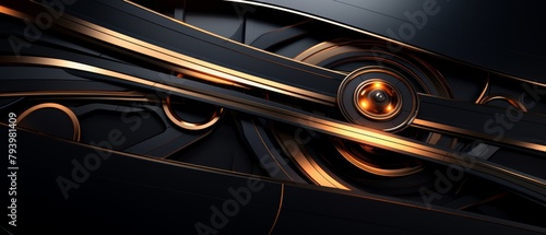 Dark-toned 3D luxury abstract, modern tech with a touch of elegance