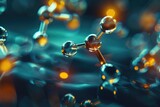 A closeup 3D visualization of a groundbreaking pharmaceutical compound under the glow of moody, atmospheric lighting,