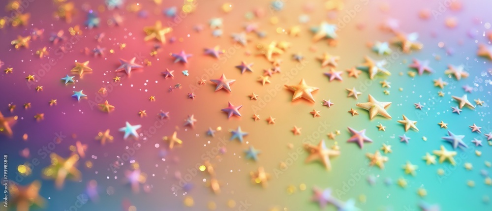 Colorful Glittering Star Pattern Background Design, 3d