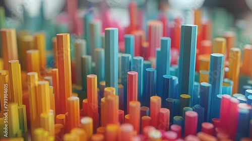 3D render of a colorful city made of blocks