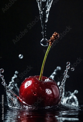 A Splash of Cherries in a Container Filled with Pristine Water