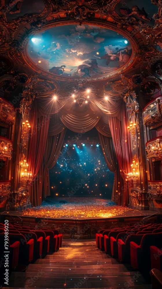 Obraz premium Opulent Theater Stage View from Behind