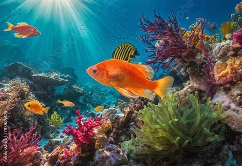 Tropical Underwater Wonderland  Diverse Fish and Coral Habitats