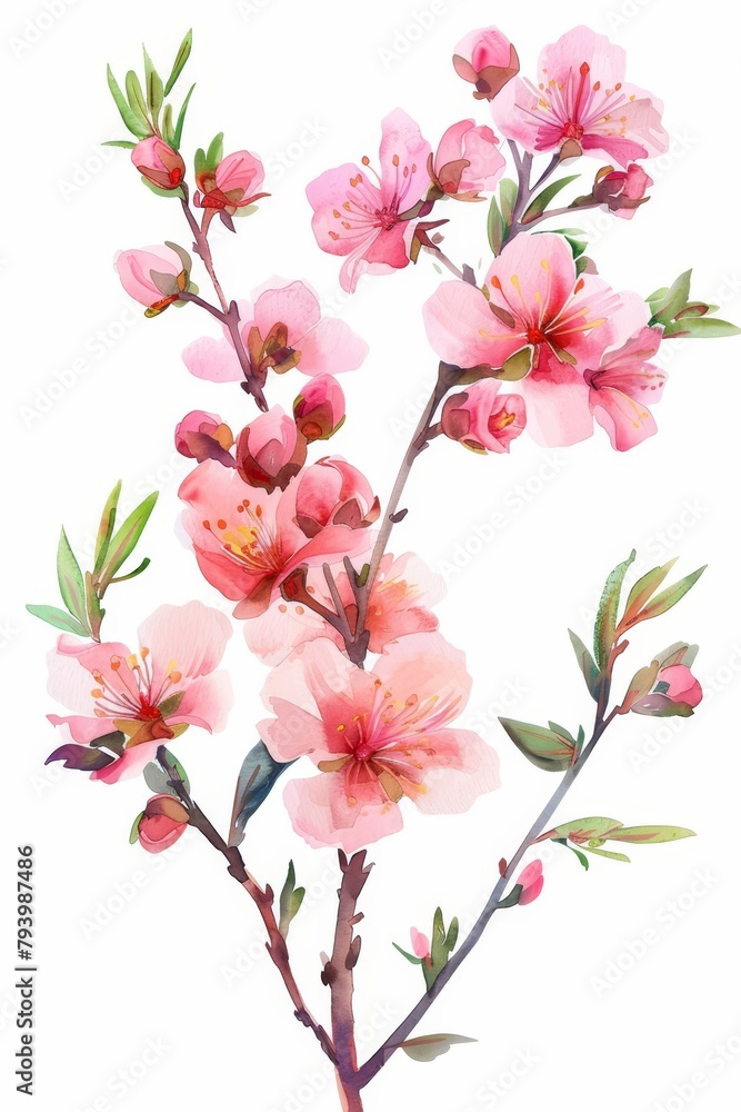 Freshly blossomed watercolor spring flowers, isolated on white --ar 2:3 Job ID: 17ce65c3-f511-409d-9e7c-89883539dd45