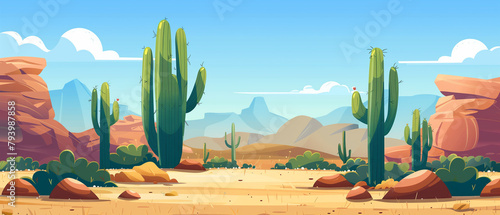Cactus in the desert illustration background