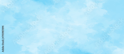 Blue sky with cloud .Beautiful blue sky with white clouds .bright cloud cover in the sun calm clear winter air background .gradient light white background.  © Jubaer