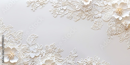 An exquisite paper art frame with white floral and leaf motifs.