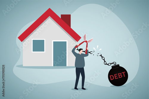 Pay off the mortgage. Real estate or house debt concept