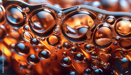 Close-up em textura de borbulhas de refrigerante. Fundo de refrigerante cola.  photo