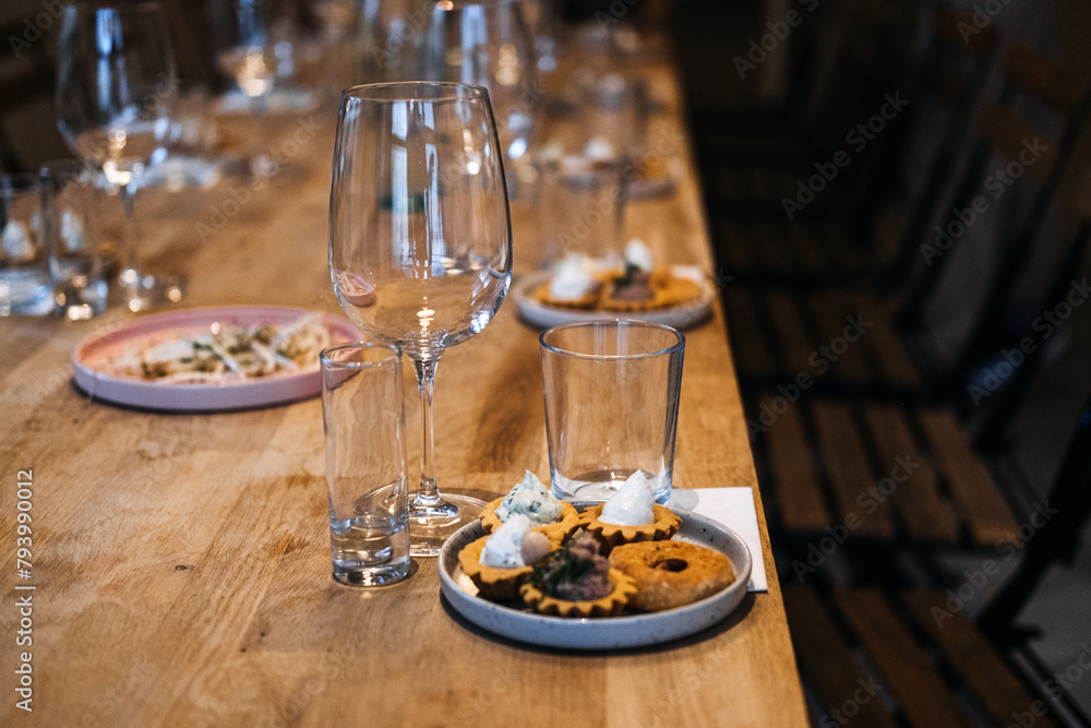 Global Cuisine Sampling Setup for a Wine Tasting Event