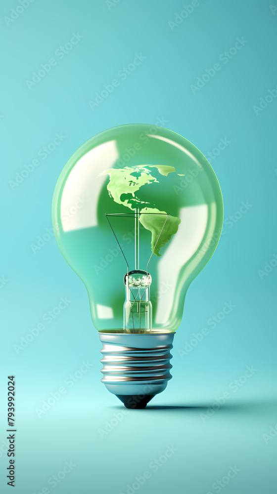 3D rendering green light bulb, World Environment Day 3D rendering green light bulb, World Environment Day