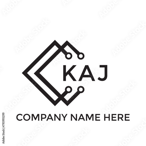 KAJ letter technology logo design on white background. KAJ creative initials letter IT logo concept. KAJ setting shape design
 photo