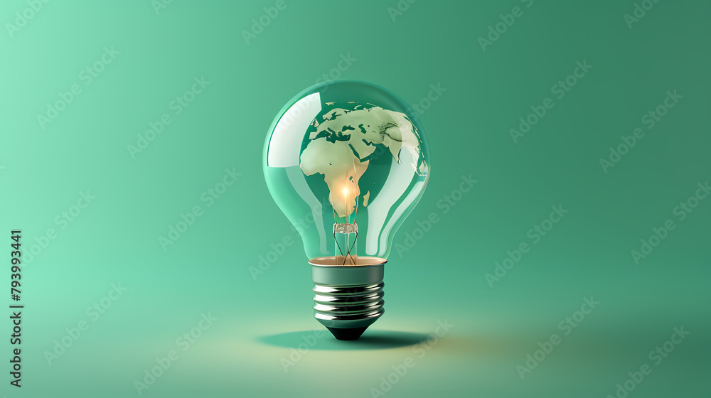 3D rendering green light bulb, World Environment Day 3D rendering green light bulb, World Environment Day