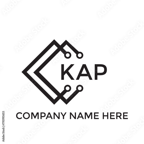 KAP letter technology logo design on white background. KAP creative initials letter IT logo concept. KAP setting shape design
 photo