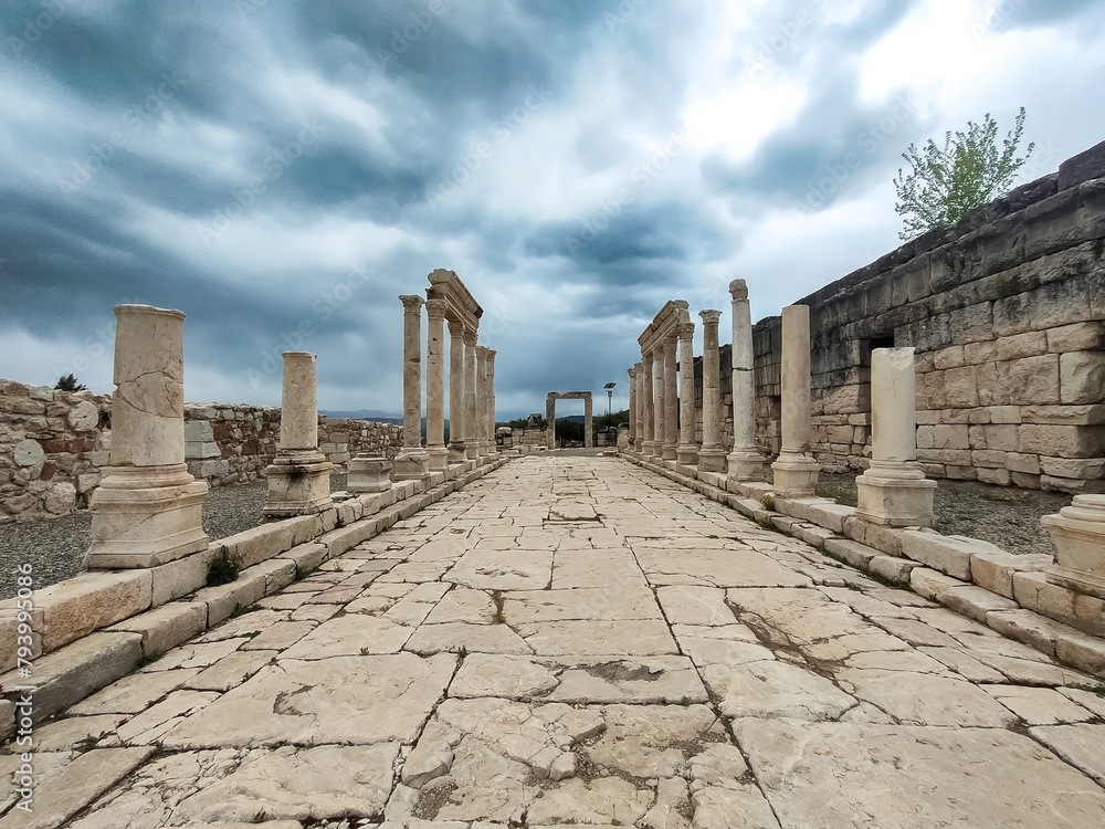 Ancient agora, bazaar in the ancient Greek Roman city of Cibyra in Burdur, Turkey.