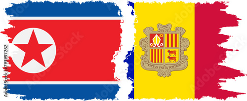 Andorra and North Korea grunge flags connection vector photo