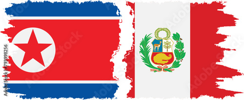Peru and North Korea grunge flags connection vector photo