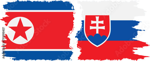 Photography Slovakia and North Korea grunge flags connection vector