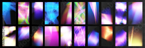 Crystal set light glasses rainbow reflection effect.Template optical,lights,glare.
