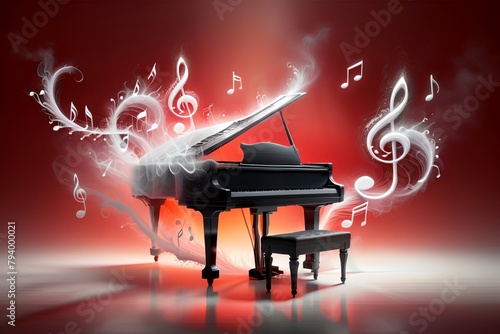 abstract musical background with piano and notes