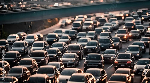 Rush Hour Paralysis: Expressway Traffic Jam during Peak Commute
 photo