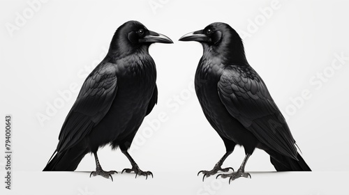 "Contrast and Elegance Black Crows on a White Background, Rendered in Stunning HD Resolution." © komal