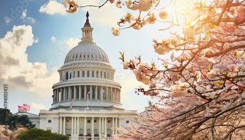 Capitol Charm: Springtime at the USA Congress in Washington D.C. photo