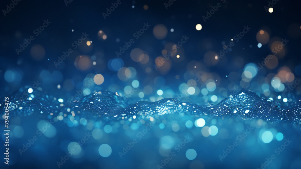 Out of focus, an abstract dazzling glitter blue background.3D model Illustrations .