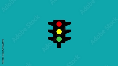 Traffic Signals icon, Simple traffic light icon design animation.