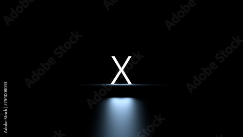 X Roman numeral. Number 10,X, Roman luminous neon,wallpaper.3D render