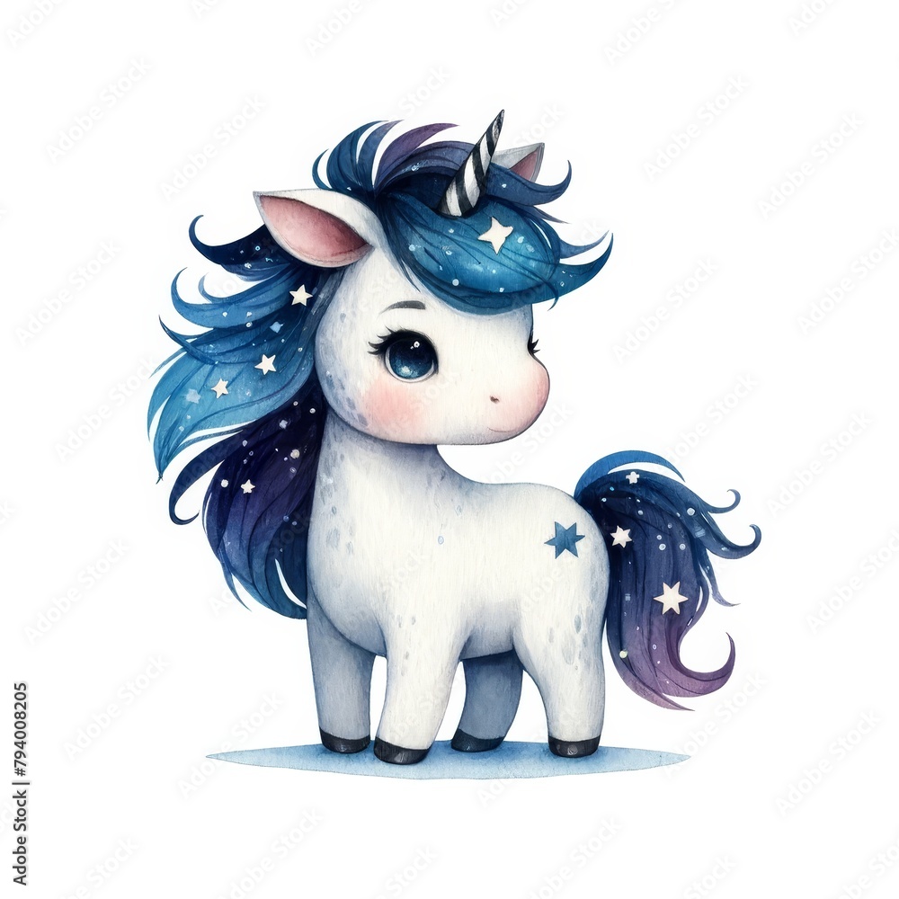 Cute Star Unicorn Watercolor clipart