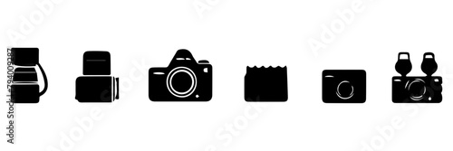 hand drawn illustration of a man face camera icon set